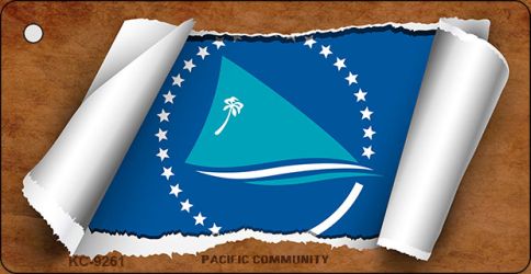 Pacific Community Flag Scroll Novelty Aluminum Key Chain KC-9261