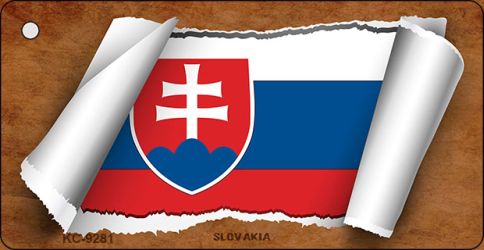 Slovakia Flag Scroll Novelty Aluminum Key Chain KC-9281