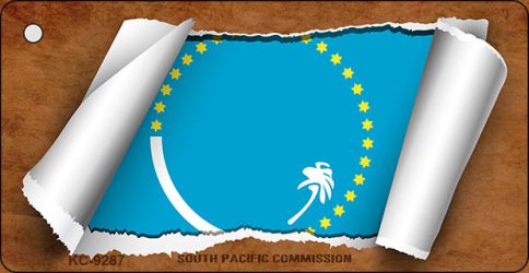 South Pacific Commision Flag Scroll Novelty Aluminum Key Chain KC-9287