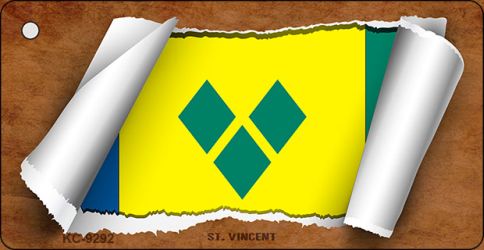 St. Vincent Flag Scroll Novelty Aluminum Key Chain KC-9292