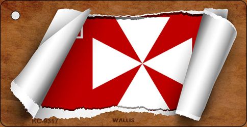 Wallis Flag Scroll Novelty Aluminum Key Chain KC-9317