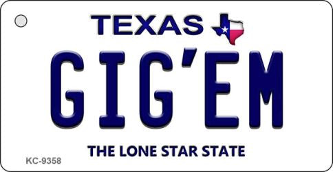 Gig'em Texas Novelty Aluminum Key Chain KC-9358