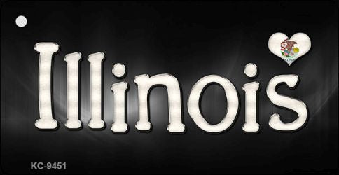 Illinois Flag Script Novelty Aluminum Key Chain KC-9451