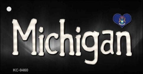 Michigan Flag Script Novelty Aluminum Key Chain KC-9460
