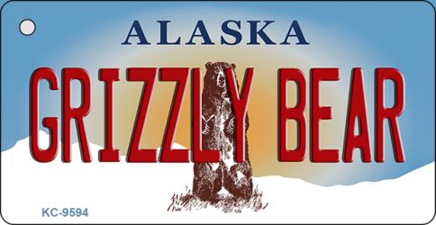 Grizzly Bear Alaska State Novelty Aluminum Key Chain KC-9594