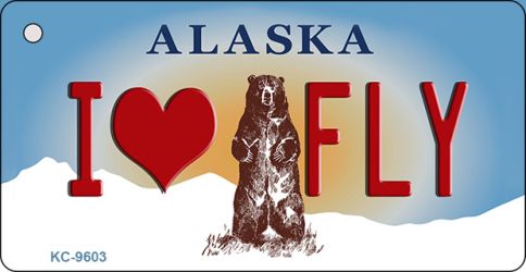 I Love Fly Alaska State Novelty Aluminum Key Chain KC-9603