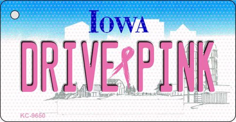 Drive Pink Iowa Novelty Aluminum Key Chain KC-9650