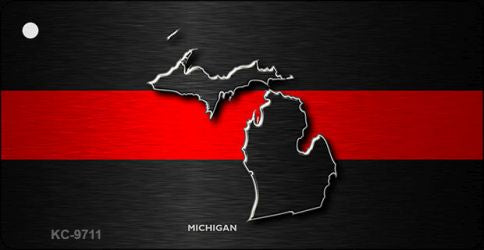 Michigan Thin Red Line Novelty Metal Key Chain KC-9711