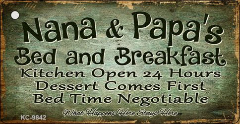 Nana And Papas Bed And Breakfast Novelty Aluminum Key Chain KC-9842