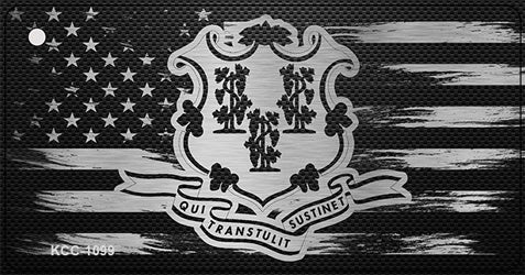 Connecticut Carbon Fiber Effect Novelty Metal Key Chain KCC-1099