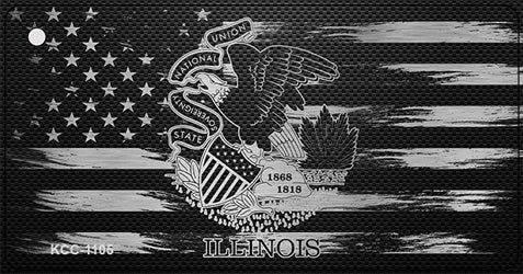 Illinois Carbon Fiber Effect Novelty Metal Key Chain KCC-1105