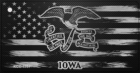 Iowa Carbon Fiber Effect Novelty Metal Key Chain KCC-1107