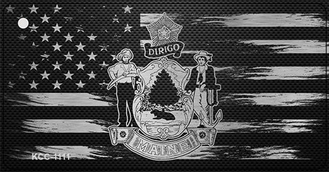 Maine Carbon Fiber Effect Novelty Metal Key Chain KCC-1111