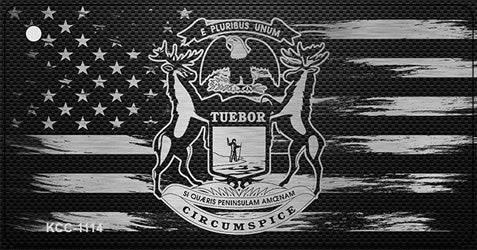 Michigan Carbon Fiber Effect Novelty Metal Key Chain KCC-1114