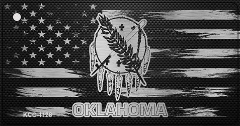 Oklahoma Carbon Fiber Effect Novelty Metal Key Chain KCC-1128