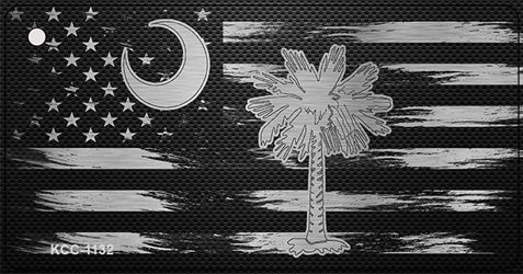 South Carolina Carbon Fiber Effect Novelty Metal Key Chain KCC-1132