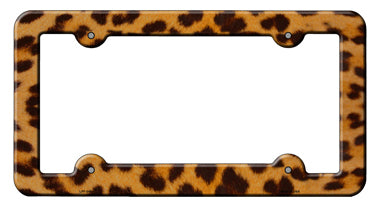 Dark Leopard Print Novelty Metal License Plate Frame LPF-046