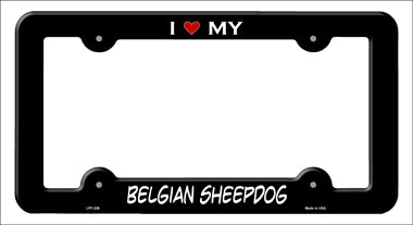 Belgian Sheepdog Novelty Metal License Plate Frame LPF-226