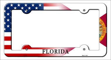 Florida|American Flag Novelty Metal License Plate Frame LPF-448