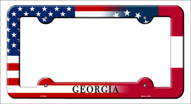 Georgia|American Flag Novelty Metal License Plate Frame LPF-449