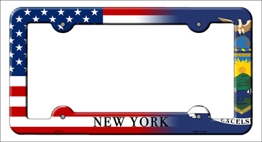 New York|American Flag Novelty Metal License Plate Frame LPF-471
