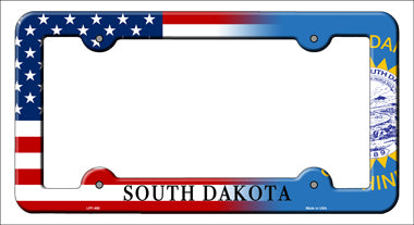 South Dakota|American Flag Novelty Metal License Plate Frame LPF-480