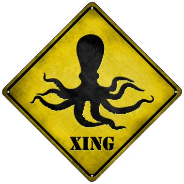 Octopus Xing Novelty Mini Metal Crossing Sign MCX-043
