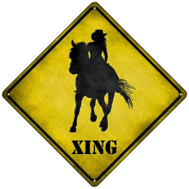 Cowgirl Xing Novelty Mini Metal Crossing Sign MCX-066