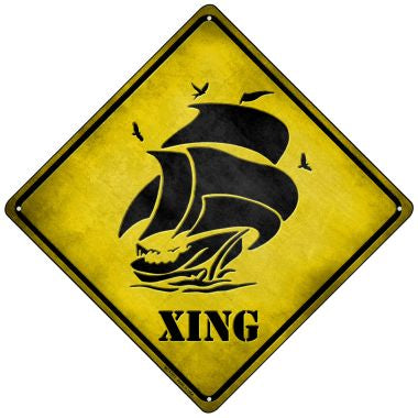 Sailboat Xing Novelty Mini Metal Crossing Sign MCX-077
