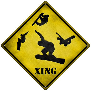 Snow Boarder Xing Novelty Mini Metal Crossing Sign MCX-094