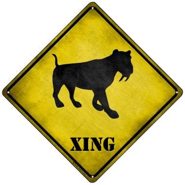 Saber-Toothed Tiger Xing Novelty Mini Metal Crossing Sign MCX-187