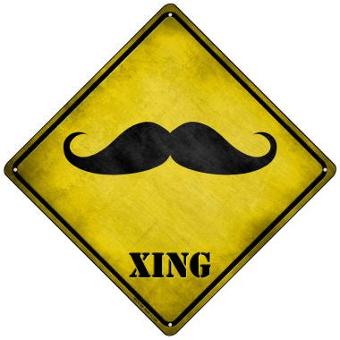 Classic Moustache Xing Novelty Mini Metal Crossing Sign MCX-188
