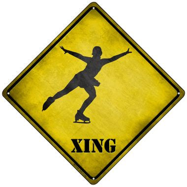 Figure Skater Xing Novelty Mini Metal Crossing Sign MCX-193