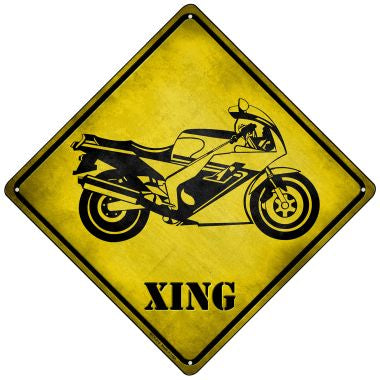 High Speed Motorcycle Xing Novelty Mini Metal Crossing Sign MCX-215