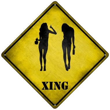 Drunk Women Xing Novelty Mini Metal Crossing Sign MCX-221