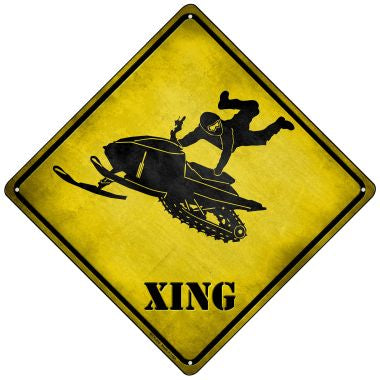 Extreme Snow Mobile Riding Xing Novelty Mini Metal Crossing Sign MCX-226