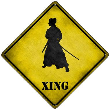 Samurai Standing Alone Xing Novelty Mini Metal Crossing Sign MCX-258
