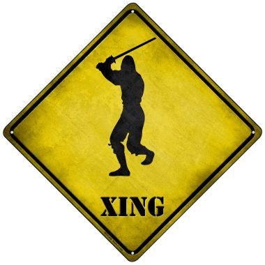 Ninja With SwordXing Novelty Mini Metal Crossing Sign MCX-259