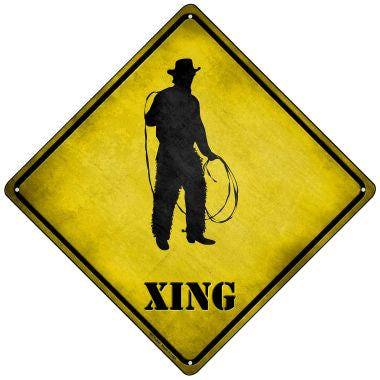 Cowboy With Lasso Xing Novelty Mini Metal Crossing Sign MCX-264