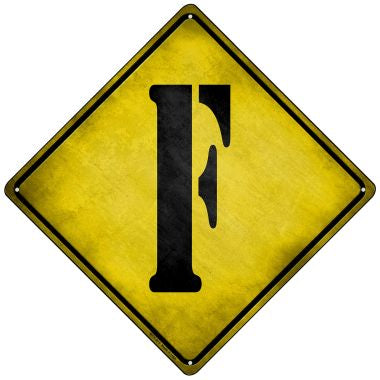 Letter F Xing Novelty Mini Metal Crossing Sign MCX-271
