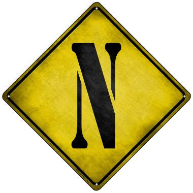 Letter N Xing Novelty Mini Metal Crossing Sign MCX-279