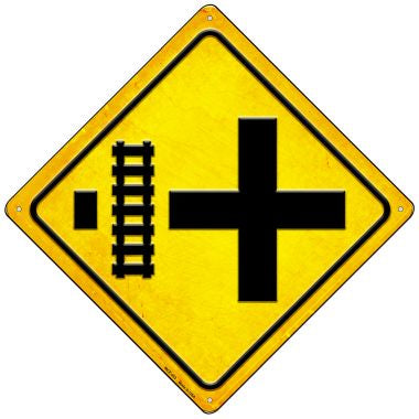 Railroad Crossing Left Novelty Mini Metal Crossing Sign MCX-453