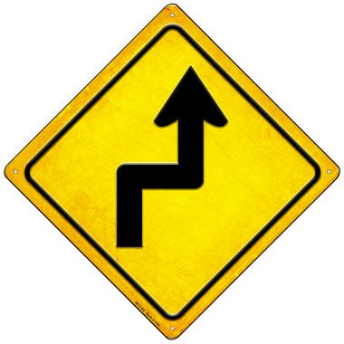 Right Reverse Turn Novelty Mini Metal Crossing Sign MCX-462