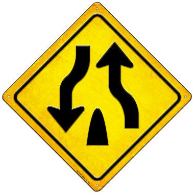 No Center Barrier Novelty Mini Metal Crossing Sign MCX-607