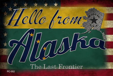Hello From Alaska Novelty Metal Postcard PC-002