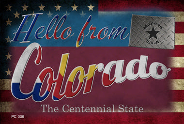 Hello From Colorado Novelty Metal Postcard PC-006