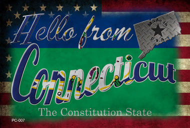 Hello From Connecticut Novelty Metal Postcard PC-007