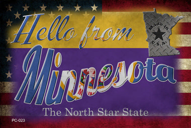 Hello From Minnesota Novelty Metal Postcard PC-023