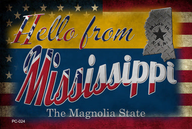 Hello From Mississippi Novelty Metal Postcard PC-024