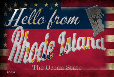 Hello From Rhode Island Novelty Metal Postcard PC-039